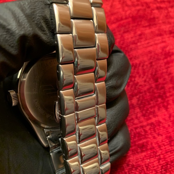 Emporio Armani Mens Watch Black Dial Stainless St - Picture 6 of 8